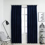The living store - rideaux occultants et crochet 2pcs velours bleu fonc� 140x245cm - rideaux velours ...