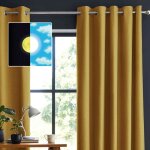Terre de nuit - rideau occultant � ?illets jaune moutarde 180x260