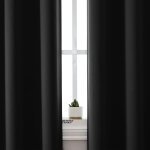 Rideaux occultants thermiques pour salon et chambre, 140240cm (hxl), noir? rideau unis opaque a oeillets, ...