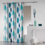 Homemaison - rideau en coton 'farandole de feuilles' bleu 140x240 cm