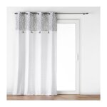 Douceur d'int�rieur - rideau � oeillets fleurs flavie avec top gris 140x240 cm