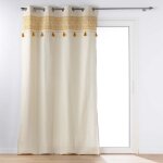 Douceur d'int�rieur - rideau a oeillets 140 x 240 cm polycoton + pompons isalina jaune