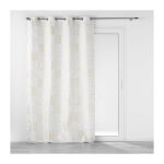 Rideau a oeillets 140 x 260 cm polyester imprime metallise lineor blanc / or