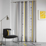 L3c - rideau  oeillets - 140 x 260 cm - yellow mix - jaune et gris - livraison gratuite