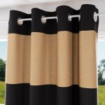 Homemaison - rideau � oeillets en coton lav� 135x250 cm jute, par soleil d'ocre