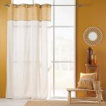 Bricoline - rideau a oeillets 140 x 240 cm polycoton + haut en jute janara ocre