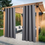 Rideau pour pergola - l 132 x h 213 cm, gris rideaux d'extrieur lot de 2 isolant occultant lumire bloquer ...