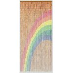 Rideau de porte b�tonnets de bambou peints - dessin arc - en - ciel - 90 x 200 cm - morel