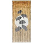 Morel - rideau de porte bâtonnets de bambou peints, dessin feuilles ginkgo - 90 x 200 cm Morel - rideau de porte bâtonnets de bambou peints, dessin feuilles ginkgo - 90 x 200 cm