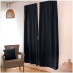 Rideau occultant noir 90x210 cm ? 100% polyester ? pr�t � poser avec ourlet passe tringle ? pour portes ...