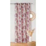 Rideau tamisant aquarelle fleurs rose clair 145x260 cm