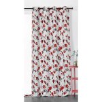 Rideau motif fleur magnolia - 135x250cm - rouge