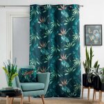 Cdaffaires - rideau tamisant a oeillets 140 x 260 cm polyester blue garden