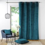 Cdaffaires - rideau tamisant  oeillets 140 x 260 cm velours ctel casual ptrole