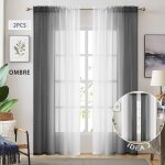 Rideaux transparents en faux lin noir ombr� pour chambre � coucher, salon, passe - tringle, rideaux semi ...
