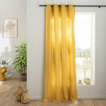 Future home - rideau uni en gaze de coton oeillets � l'unit� 140x300cm jaune
