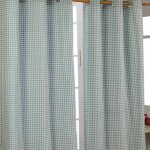 Homescapes - rideaux vichy bleu  ?illets 100% coton 117 x 137 cm