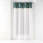 Rideau voilage � ?illets 'bohoflora' 140x240cm bleu