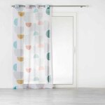 Rideau voilage  ?illets 'pop art' 140x240cm bleu