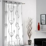 Paris prix - rideau voilage imprim� 'looping' 140x240cm blanc & noir