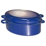 Riess cocotte d'oie ovale avec couvercle 42cm cuire / r�tir bleu �mail