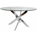 Ritha - table ronde 120cm pieds chrom�s et plateau en verre