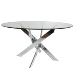 Ritha - table ronde 140cm pieds chrom�s et plateau en verre