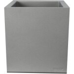 Riviera - pot en plastique carr� aspect granit 30 cm gris clair