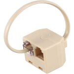 Tlily - rj11 6p4c 2 voies telephone sortie adaptateur jack ligne de separation beige