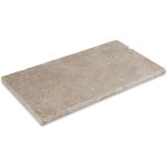Margelle de piscine travertin 1er choix - 61x33x3 cm - bord rond - beige mix