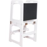 Robincool - tour d'apprentissage montessori evolutive ii blanche 43x40x86cm barre de scurit, tableau, ...