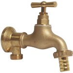 Robinet arrosage orientable 15 / 21 - 20 / 27 laiton brut + applique murale sans �crou