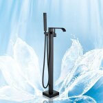 Robinet baignoire ilot autoportante noir pour salle de bain - mitigeur baignoire ilot robinetterie bain ...