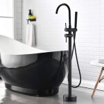 Robinet baignoire ilot avec douchette pour salle de bain noir laiton baignoire robinet mitigeur au sol?autopor ... Robinet baignoire ilot avec douchette pour salle de bain noir laiton baignoire robinet mitigeur au sol?autopor ...