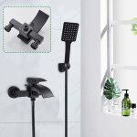 Robinet de baignoire noir cascade robinet mitigeur de salle de bain robinetterie murale baignoire douchette ...