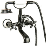 Robinet de baignoire r�tro noir paulgurkes avec m�langeur � deux poign�es et poign�es crois�es