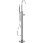 Robinet de baignoire sur pied douche mitigeur douchette salle de bain maison fixation au sol autoportant ...