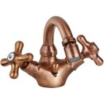 Paffoni - robinet de bidet  2 poignes de couleur cuivre antique avec bec pivotant iris irv137rm cuivre ...
