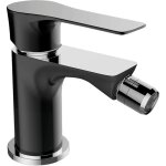 Robinet de bidet sur pied raila en chrome noir avec bouchon