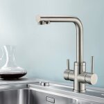 Faustina - robinet de cuisine 3 voies, mitigeur cuisine pivotant  360, robinetterie cuisine eau potable, ...