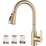 Robinet de cuisine dor� avec douchette, mitigeur evier extractible 3 jets d'eau, robinettrie rotatif ...