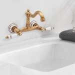 Gojoy ? robinet mural dor� r�tro ? mitigeur de cuisine en laiton avec 2 poign�es ? bec rotatif 180� ? ...