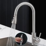 Robinet cuisine avec douchette extractible, mitigeur cuisine acier inoxydable 304, haut bec robinetterie ...
