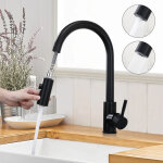 Robinet de cuisine douchette extractible mitigeur cuisine noir avec 2 modes de pulv�risation robinetterie ...
