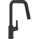Grohe - robinet de cuisine avec douchette bec haut noir mat 2 jets