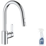 Robinet de cuisine avec douchette grohe feel chrom + nettoyant grohclean