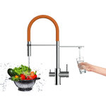 Vizio - robinet de cuisine mitigeur 3 voies chrome robinet bec orange orientable et douchette 2 jets ...