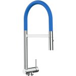 Vizio - robinet de cuisine mitigeur rabattable sous fenetre 45mm chrome robinet bec bleu orientable et ...