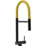 Robinet de cuisine mitigeur rabattable sous fenetre 45mm chrome noir mat robinet bec jaune orientable ...