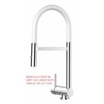 Robinet de cuisine mitigeur rabattable sous fenetre 60mm avec poign�e gauche chrome robinet bec blanc ...